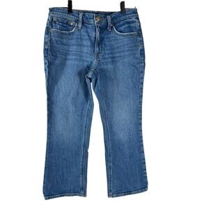 J.Crew Women's Blue Stretch Crop Mid Rise Cotton Blend Bootcut Jeans Size 28P